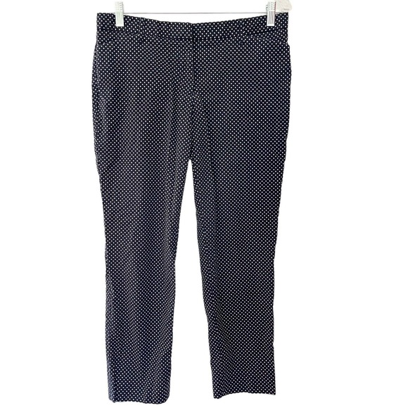 Gap Navy Blue Slim Cropped Polka Dot Flat Front Stretchy Trouser Pants Size 8 - Picture 1 of 6